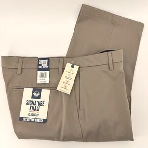 New Dockers Mens Signature Khaki Classic Fit Lux Cotton Stretch Pants Tan 36x29